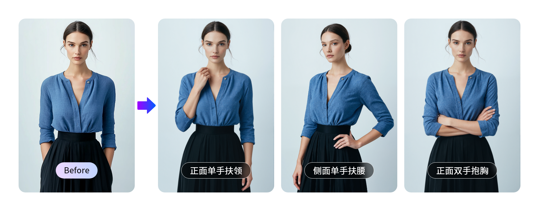 AI模特姿势裂变_AI一键修改图片姿势工具 - 易可图